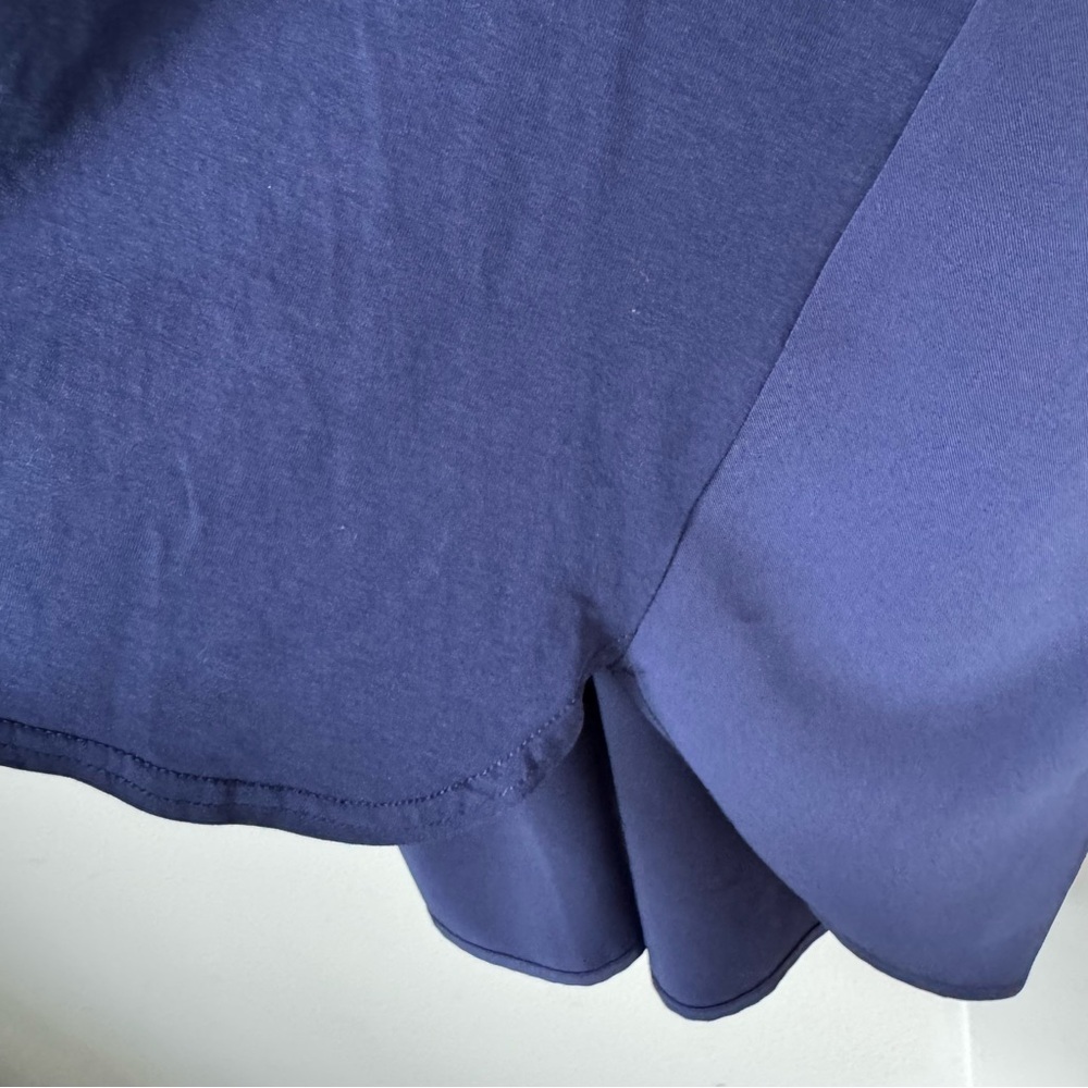 Anela Lux Navy Blue and Black Blouse Size 9 Bow Ruffle Business Casual Fall - Picture 10 of 13